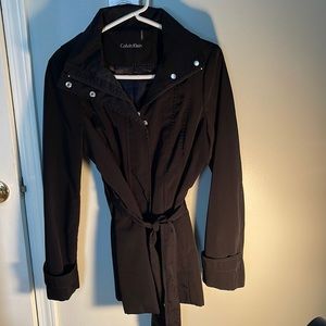 Black Calvin Klein raincoat